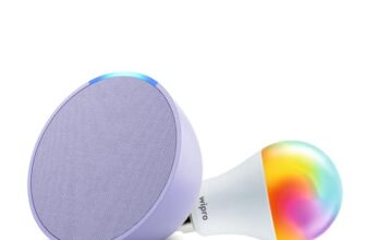 Amazon Echo Pop (Purple) Smart Home Speaker Combo with Wipro Simple Setup 9W LED Smart Bulb | with Bluetooth and Alexa