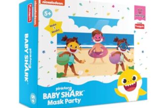 Funskool Handy Crafts Baby Shark Mask Party & Finger Puppets, Birthday Themed Party, Make 2 Soft Masks & 6 Finger Puppets for Boys & Girls, Art and Craft Kit, Ages 5 Years and Above, Multicolour