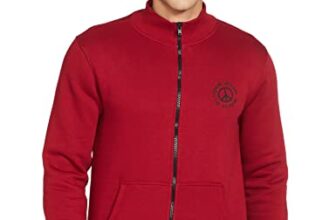 Amazon Brand – Symbol Men’s Cotton Blend High Neck Sweatshirt(AW18MNSSW47_Sun Dried Tomato_S_Sun Dried Tomato_S)