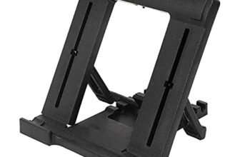LIRAMARK Portable Tabletop Tablet Stand Mobile Holder, Desktop Stand, Cradle, Dock for iPad, Smartphone, Kindle, E-Reader, Fully Foldable, Adjustable Angle, Black