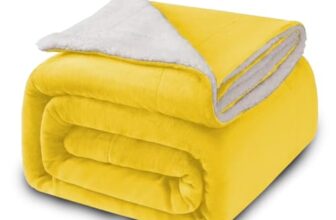BUMTUM Super Soft New Born Baby Double Layer AC Blanket | Wrapper Sheet for Baby Boys & Baby Girls | Lightweight | Super Comfortable (130 x 105cm, Yellow)