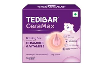 Tedibar Ceramax Baby Bathing Bar -75g x 3 | Pack of 3 | Enriched with Ceramides & Vitamin E | 100% Soap Free | Skin friendly pH | By Torrent Pharma