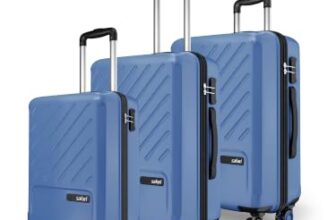 Safari Symphony Set of 3 Trolley Bag Hard Case Polypropylene, 8 Spinner Wheels, 360 Degree Wheeling Carry on Luggage, Travel Bag, Suitcase for Travel, Trolley Bags for Travel, Steel Blue