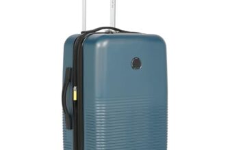 DELSEY PARIS Marina 54.5 cms Small Cabin Polycarbonate Hard Sided 8 Wheels and Expandable Spinner Suitcase/Trolley Bag for Travel with TSA Lock- Blue