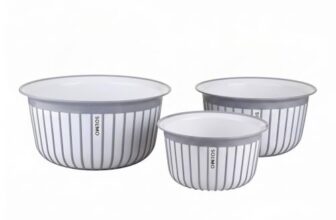 Amazon Brand – Solimo Plastic Linea Containers without Lid Food Grade Set of 3(1.3L,2.3L and 3.8L) |BPA-Free Multipurpose Kitchen Bowls for Mixing and Serving, Grey