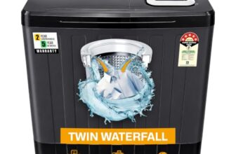 VW 10.5 kg 5 Star Semi Automatic Top Load Washing Machine, Wings Pulsator Technology, HydroMax0010P, Black