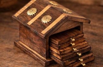 Kundi Handmade Hut Style Wooden Coaster Set with Holder | Hot & Cold Drink Coasters for Tea, Coffee & Dining Table Decor