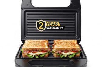 iBELL SM440 Sandwich Maker Electric with Nonstick Grill and Toast Plates, Handle Locking Function, 850W (Black)