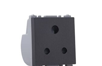 Wipro Northwest Nowa 6A 3 – Pin Socket With Euro Pin, Silver Grey (pack of 1)