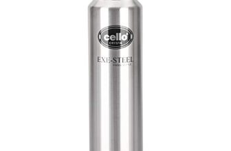 CELLO Crysta Stainless Steel Water Bottle for Daily Use 1000ml Silver | Single Wall Freezer & Fridge Safe, Rustproof & Leak Proof Lightweight Easy to Carry Steel Water Bottle for Office Travel and Gym