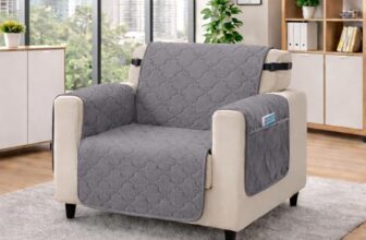 Cortina Velvet Reversible Quilted Sofa Cover, Washable Couch Cover with Non Slip and Elastic Straps (Grey, Single Seater)