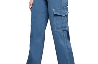 Dolce Crudo Women’s Wide Leg High Rise Regular Stretchable Denim Jeans (DOSS22DEN12-36-115-30, Blue, 30)