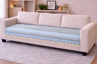 Cortina Printed Quilted Velvet Sofa Cover – Premium Sofa Couch Protector – Soft Plush Velvet, Non-Slip, Machine Washable Furniture Cover (SkyBlue, 2 Seater)