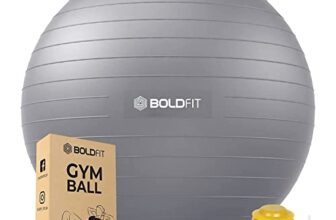 Boldfit Gym Ball for Exercise with Foot Pump for Workout, Yoga for Women and Men Swiss Ball for Balance Stability Training, Fitness 75Cm-Grey