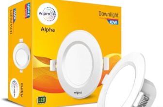 wipro Polycarbonate Alpha 10W Round Downlight Junction Box | Green | Glare-Free Design | Recessed Down Light For False Ceiling | Cutout – 3 Inch | Pack Of 1