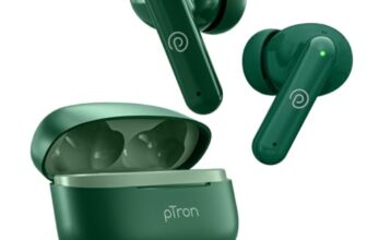 pTron Zenbuds X1 4 HD Mic TWS Earbuds w/AI-ENC Clear Calls, 40hrs Playtime, Pristine Sound, in-Ear Sensor, 40ms Movie/Music Modes, Bluetooth 5.3 Headphones, Type C Fast Charging & IPX5 (Green)