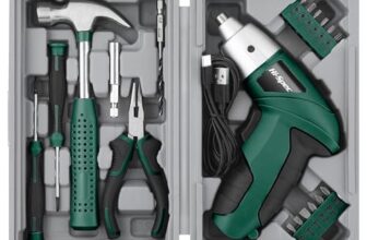 Hi-Spec Cordless Electric Screwdriver, Power Screw Driver Set with Pink Compact Tool Kit for Small Repair and Maintenance- Ideal Housewarming Gift,19 Piece (Green)