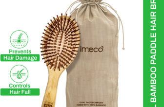 IMECO Bamboo Hair Brush with bamboo bristles | Oval Paddle Hair Brush