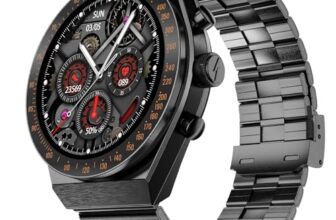 Fire-Boltt Spacewatch 36.3mm (1.43 inch) AMOLED Display, Wireless Charging, Metallic Frame, Stainless Steel Luxury Straps, Complete Health Suite, Bluetooth Calling, Sports Modes