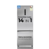 Haier 325 L 2 Star Frost Free Bottom Mount Double Door Refrigerator|Convertible 14-in-1|Jhukna Mat-Bottom Freezer|Digital Display Panel|Inverter|Twist Ice Maker (HEB-332DSA-P, Dazzle Steel)