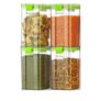 Floraware Food Safe Modular Plastic Square Airtight Containers, Stackable container, Storage Jar with Lid, Pack of 4, 1200ml, Green