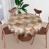 Kuber Industries Round Table Cover | Table Cloth for Round Tables | 4 Seater Round Table Cloth | Chatai Kitchen Dining Tablecloth | 60 Inch | Brown-Polyvinyl Chloride (PVC)