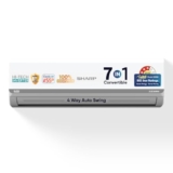 Sharp 1.5 Ton 3 Star Invertor Split AC, 7 in 1 Convertible, 100% Copper Condensor, Cooling at 55°C, Outdoor self clean, Turbo cool, 4 Way Swing, 2026 Launch, AH-SI17V3B-GCN
