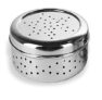 SVS ONLINE Stainless Steel Green Coriander Storage Box Curry Leaves Box Set, Sprouts with air Ventilation Food containers Silver Dabba Flat Box Steel Dabba (medium)