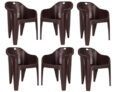 Homiboss Plastic Chair | Chairs for Home | Dining & Restaurant | Living Room & Bedroom | Office, Garden, Indoor & Outdoor | Kursi | Color – Brown | Plastic Chairs Set 6 Pieces