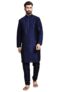 SKAVIJ Men’s Art Silk Solid Kurta Pyjama Set Festive Woven Design 2-Piece Ethnic Dress (KP055blue_Blue_S)
