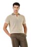 SNITCH Men Polo T-Shirt | Textured Knit Fabric & Stylish Patterned Collar | 100% Cotton Material, Buttoned Placket, Drop Shoulder Design | Casual Wear | Beige