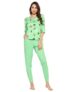 Clovia Women’s Cotton Cactus Print Top & Chic Basic Pyjama Set in Green (LS0705P11_Green_S)