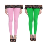 Vishtish Women’s Combo Cotton Stretchable Ankle Length Leggings for Women & Girls, Pack of 2 (Baby Pink – Green, XL)