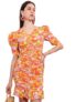 Tokyo Talkies Floral Printed Ruched Sleeves Gathe Sheath Dress Orange