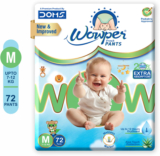 Wowper Baby Diaper Pants Medium Size Diapers | up to 12 hrs Absorption | 7-12 Kg – M(72 Pieces)