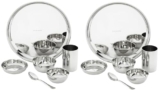 Amazon Brand – Solimo Dinner Set| Stainless Steel | Set of 6 | Solid Mirror Finish | Silver (Pack of 2)