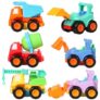 WizToy Construction Toy Cars (3 Month Warranty) for 2,3,4,5 Year Old Boys, Girls Toddlers – Push and Go Construction Truck Toy, Pull Back Vehicles – 6 Pack Gift Set