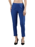 Femmora Comfortable Fit Solid Straight Pant, Breathable Cotton Fabric with Side Zip Button Closure, for Women, Astral Blue, Pack of 1