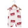 Nino Bambino 100% Organic Cotton Sleeveless Printed Round Neck Half Romper for Unisex Baby (0-3 Months, Cream-1)