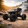 JOYMAX 4WD Remote Control Off-Road Rock Crawler Car with Realistic Smoke Effect, 2.4GHz Long Range Control, Rechargeable Battery Powered RC Truck, Durable All-Terrain Climbing Toy for Kids