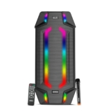 Intex Boombox 80W DJ Party Speaker | Upto 3 Hour Playback Time & Wireless Karaoke Mic | 7 Mode RGB Lights, Dynamic Bass and Sound Effect | LED Display, TWS Function & Remote Control (Black)