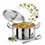 EUROStyle 32CM Professional Stainless Steel Triply Biryani Pot with Lid, Heavy Duty, Deep Cooking Vessel, ISI Mark Certified, Ideal for Biryani, Curries & Dum Cooking – 10L (Ideal for 10-11 Persons)