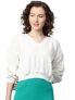 SASSAFRAS White V-Neck Faux Fur Crop Sweatshirt