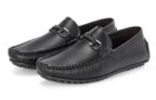 Massari Faux Leather Loafers for Men Black