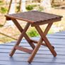 VDIX Handmade Wooden Outdoor Adirondack Natural Brown Foldable Coffee Table, Patio End Table for Poolside Garden, Living Room, Bedroom, Small Spaces (Square) 13 Inch
