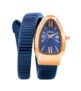 French Connection Eternelle Curve | Blue Dial with Rose Gold Case | Flexible Wrap Bracelet Strap | Crystal Accent Design | Roman Numerals Analog Watch for Women – FCN0142UM