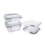 Signoraware Safe N Store Glass Square Containers Set | Airtight & Leakproof | Microwave Safe | Elegant Clear Design for Gifting, Kitchen Storage & Leftovers (320mlx3 | Set of 3 | Clear)