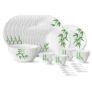 Larah by Borosil Bamboo Leaves Fluted Series Opalware Dinner Set | 44 Pieces for Family of 8 | Microwave & Dishwasher Safe | Bone-Ash Free | Crockery Set for Dining & Gifting | Plates & Bowls | White