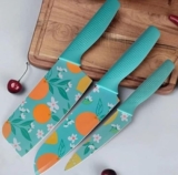 Stainless Steel Professional Kitchen Knife Set, 3-Piece Meat and Chef’s Knife with Non-Slip Handle, Manual Sharpening for Home and Restaurant Use, Includes Covers
