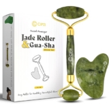 Cipzi Gua Sha & Jade Roller Set – Facial Massage for Tighter Skin, Reduced Dark Circles, Puffiness & Wrinkles, Improved Microcirculation & Elasticity